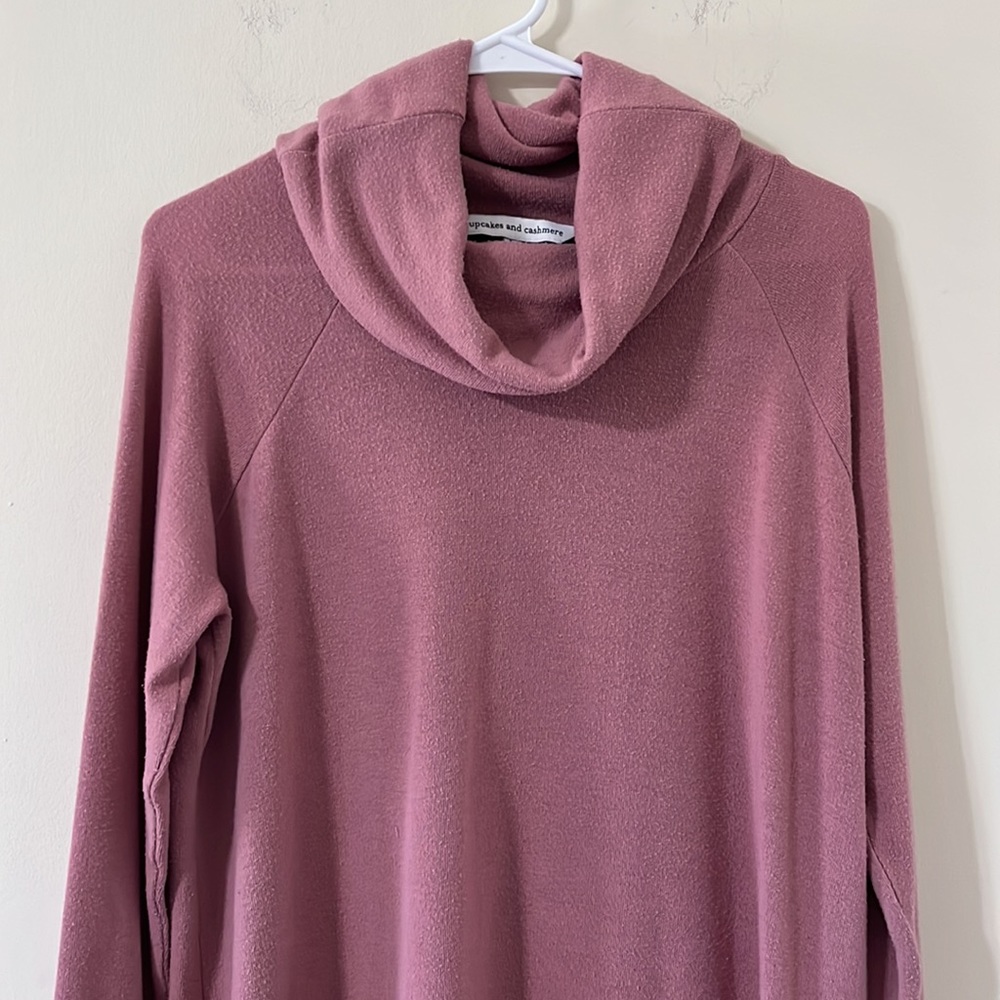 Cupcakes and Cashmere Pink Cowl Neck Sweater Size Large - Picture 2 of 8
